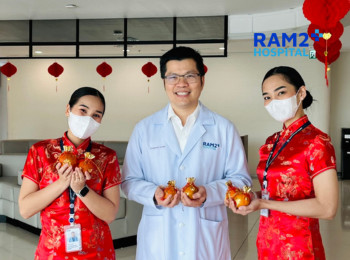 Happy Chinese New Year 2025 giving out auspicious oranges and Ang pao to visitors